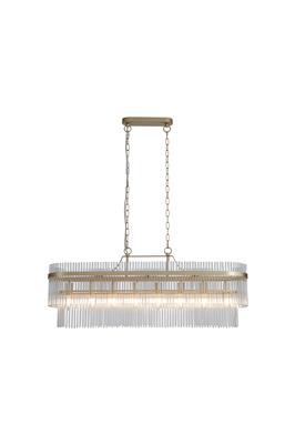 Hanglamp Lara 8Lt Oval - Gold Metal & Clear Glass Rods