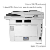 HP LaserJet Enterprise MFP M430f, Zwart-wit, Printer voor Bedrijf, Printen, kopiëren, scannen, faxen, Automatische documentinvoer voor 50 vellen; Dubbelzijdig printen; Dubbelzijdig scannen; Printen via USB-poort aan de voorzijde; Compact formaat; Energiezuinig; Optimale beveiliging - thumbnail