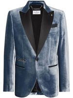 Philipp Plein contrast-lapel velvet blazer - Bleu