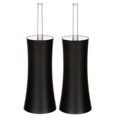 2x stuks WC-/toiletborstel met houder rond zwart kunststof 38 cm