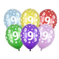 6x stuks ballonnen 9 jaar thema met sterretjes 6x stuks ballonnen 9 jaar thema met sterretjes
