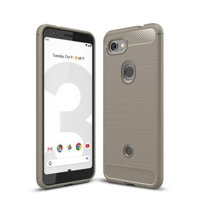 Geborsteld textuur Carbon Fiber schokbestendig TPU Case voor Google pixel 3 lite (grijs)
