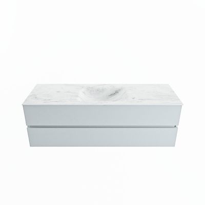 MONDIAZ VICA-DLUX 150cm badmeubel onderkast Clay 2 lades. Inbouw wastafel CLOUD midden 1 kraangat, kleur Opalo.