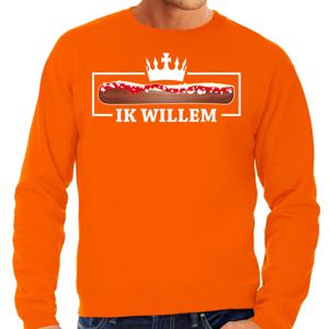 Bellatio Decorations Koningsdag sweater voor heren - frikandel, ik Willem - oranje - feestkleding 2XL  -