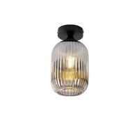 QAZQA Art deco plafondlamp zwart met smoke glas - Banci - thumbnail