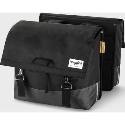 Dubbele Fietstas 40 liter recycled Zwart Grijs