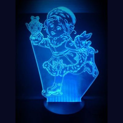 3D LED LAMP - MEISJE OP SCHAATS - Ontwerp-zelf.nl