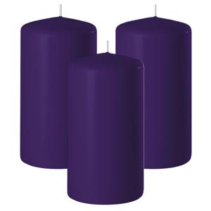 Enlightening Candles Cilinder/stompkaars - 3x - paars - D8 x H12 cm - 45 branduur