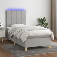Boxspring met matras en LED stof lichtgrijs 80x200 cm