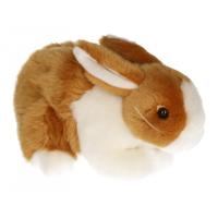 Pluche Knuffel konijn - bruin met wit - pluche dieren knuffels - 20 cm - konijnen
