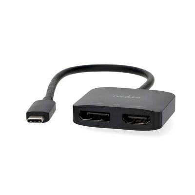 Nedis USB-C™ Adapter | USB 3.2 Gen 1 | USB-C™ Male | DisplayPort Female / HDMI™ Output | 8K@30Hz | 0.20 m | Rond | Vernikkeld | Zwart | Doos -