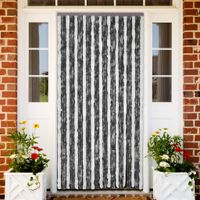 VidaXL Vliegengordijn 118x220 cm chenille grijs en wit VidaXL Vliegengordijn 118x220 cm chenille grijs en wit