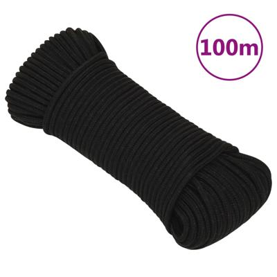 VidaXL Werktouw 4 mm 100 m polyester zwart