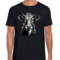 Cadeau T-shirt heren - boerderijdieren liefhebber - zwart - koe