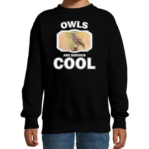 Dieren steenuil sweater zwart kinderen - owls are cool trui jongens en meisjes