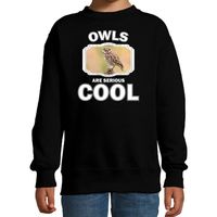 Dieren steenuil sweater zwart kinderen - owls are cool trui jongens en meisjes - thumbnail