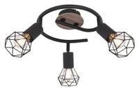 Globo PlafondlampXara I zwart met hout 3-lichts Ø 23cm - 54802S-3H