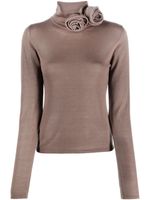 Blumarine t-shirt à appliqué fleur - Marron