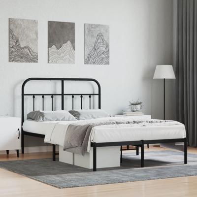 Bedframe met hoofdbord metaal zwart 120x200 cm