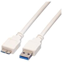VALUE USB 3.2 Gen 1-kabel, A M - Micro B M, wit, 3 m