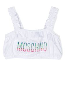 Moschino Kids haut de bikini à logo brodé - Blanc