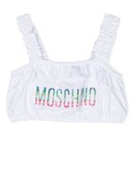 Moschino Kids haut de bikini à logo brodé - Blanc - thumbnail