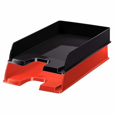Esselte brievenbakjes set van 4x zwart en 2x rood in A4 formaat
