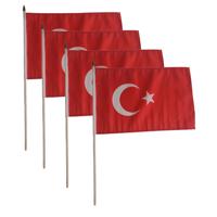 4x stuks luxe zwaaivlag Turkije 30 x 45 cm