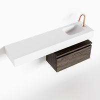 Toiletmeubel Mondiaz Andor | 120 cm | Meubelkleur Dark brown | Lex vrijhangend wastafel Talc Rechts | 1 kraangat