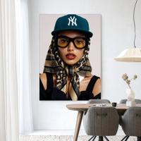 Urban Cotton Wandkleed 'Cool Girl' 110 x 145cm in Frame - black