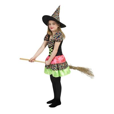 Funny Fashion Heksen jurk - voor meisjes - met hoed - kleuren mix - verkleedkleding Funny Fashion Heksen jurk - voor meisjes - met hoed - kleuren mix - verkleedkleding