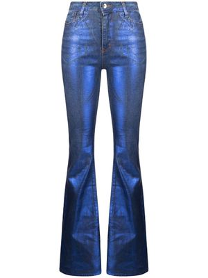 Madison.Maison jean slim évasé à fini métallisé - Bleu