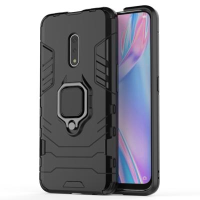 PC + TPU schokbestendige beschermende case voor OPPO K3/Realme X met magnetische ring houder (zwart)