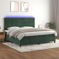 Boxspring met matras en LED fluweel donkergroen 200x200 cm