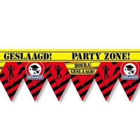 Geslaagd party tape/markeerlint waarschuwing 12 m versiering - thumbnail