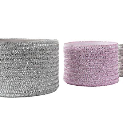Veelzijdige mand DKD Home Decor Grijs Roze Polypropyleen 27 x 27 x 17 cm 4 Kg 3 Onderdelen (3 Stuks)