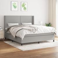 Boxspring met matras stof lichtgrijs 180x200 cm
