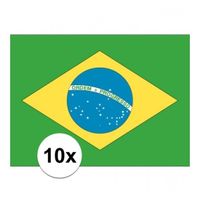 10x stuks Stickertjes van vlag van Brazilie   -