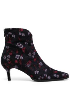 Mame Kurogouchi bottes en velours à fleurs brodées - Noir