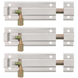 AMIG schuifslot/plaatgrendel - 3x - aluminium - 5 cm - zilver - deur - schutting - raam slot