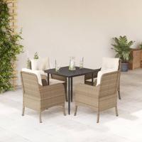 5-delige Tuinset met kussens poly rattan beige