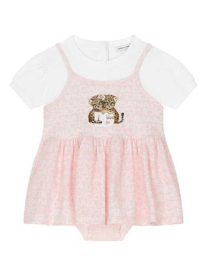 Dolce & Gabbana Kids robe superposée à logo imprimé - Rose