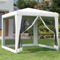 Partytent met 4 mesh zijwanden 2,5x2,5 m wit Partytent met 4 mesh zijwanden 2,5x2,5 m wit