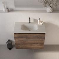 BRAUER Dune Medium wastafel 80 cm met 1 wasbak en 1 kraangat Sintered Stone Ivory Travertin