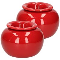 2x stuks terras asbak/stormasbak rond keramiek 16 x 11 cm rood