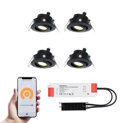 Set van 4 Sienna Smart LED Mini Inbouwspots - Veranda spots - 12V 3W 200lm - Dimbaar - Kantelbaar - Wifi & Bluetooth - 2700K - IP44 - Zwart