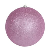 1x Roze grote decoratie kerstballen met glitter kunststof 25 cm - thumbnail