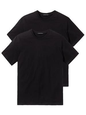 Schiesser - 2p Shirt - American Crew-Neck - zwart, Maat:2XL