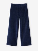 Wijde legging van glanzend ribfluweel voor meisjes marineblauw - thumbnail
