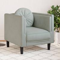 Fauteuil met kussen fluweel lichtgrijs - thumbnail